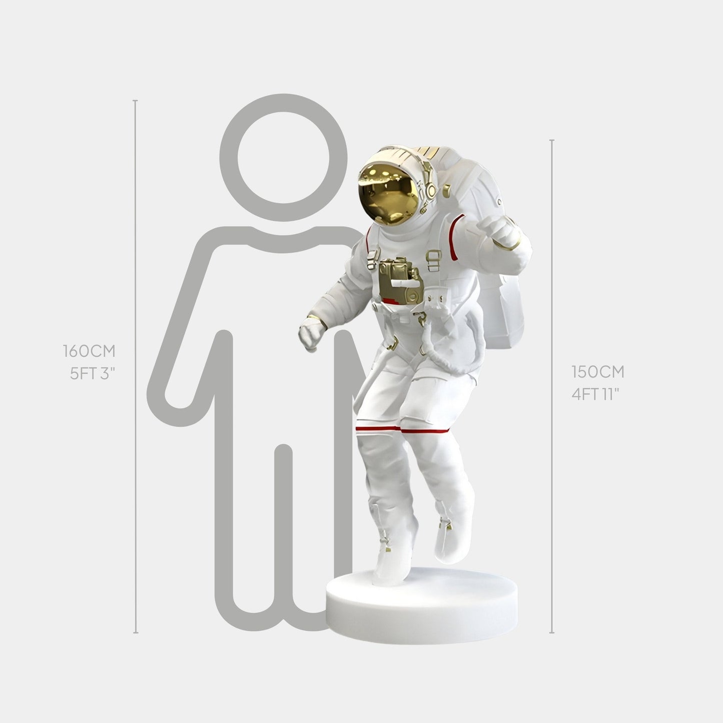 Sculpture d'Astronaute Explorateur en Espace Blanc - 150cm