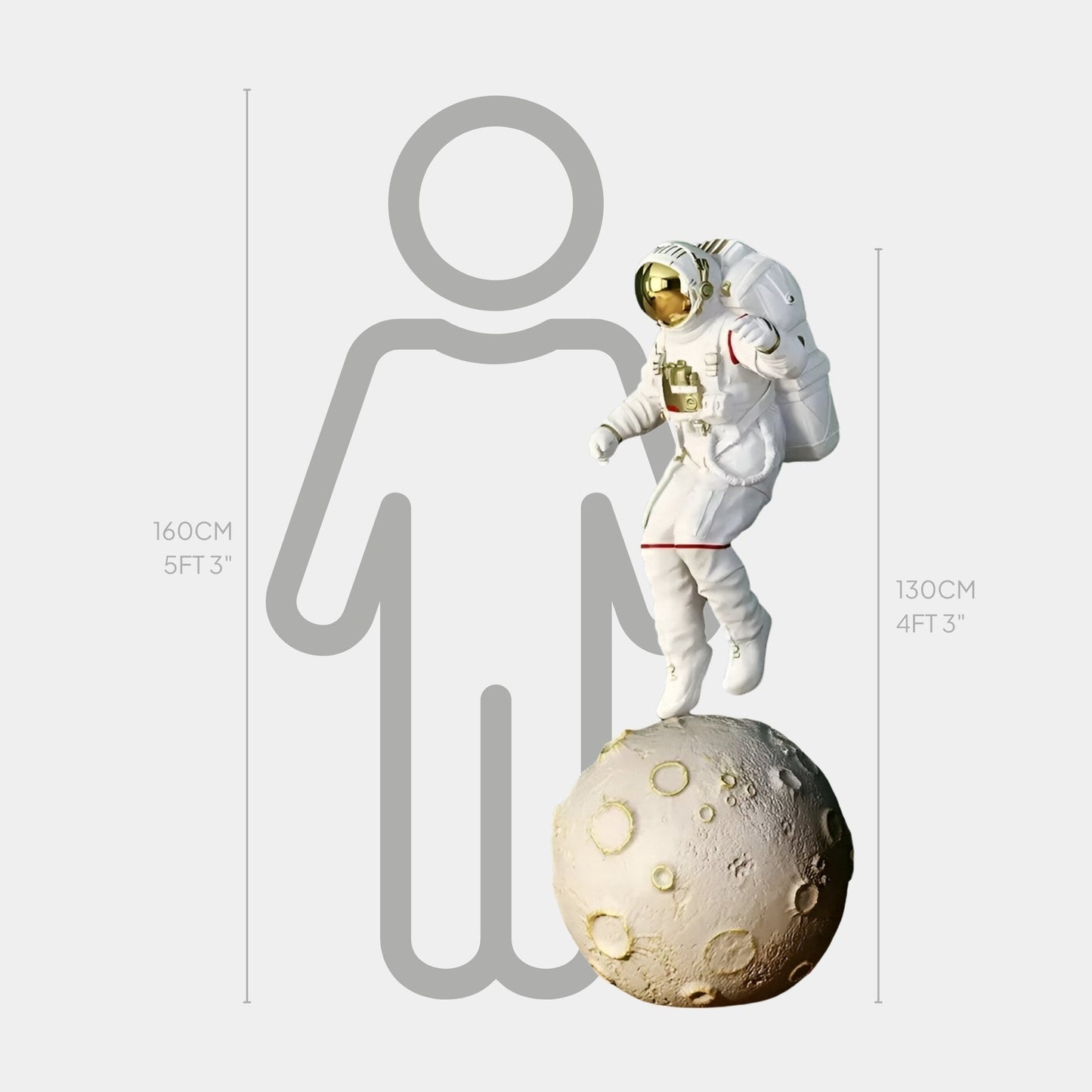 Sculpture d'Astronaute Blanc dans l'Espace Explorateur de la Lune - 130cm