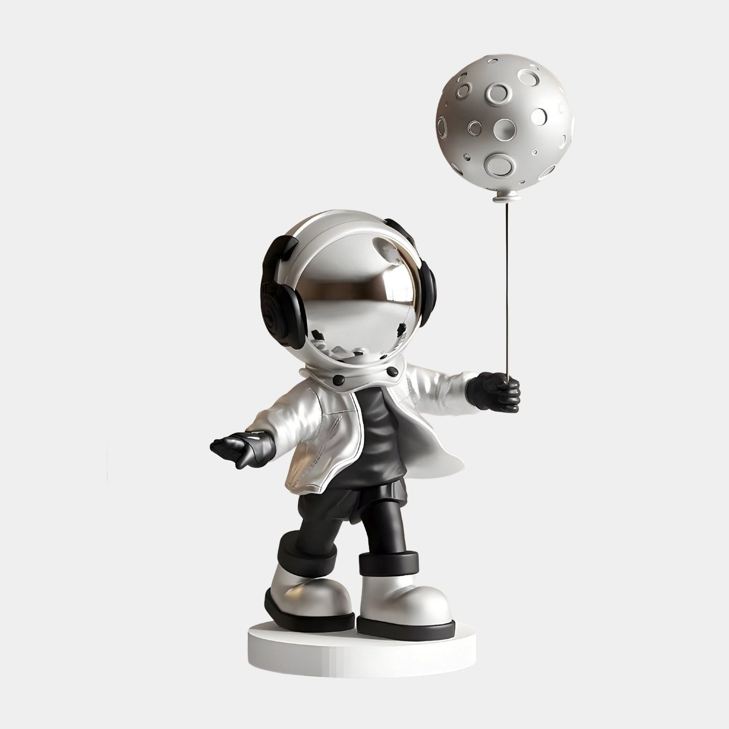 Sculpture en Ballon d'Astronaute Lunaire Argent Moyen - 96cm