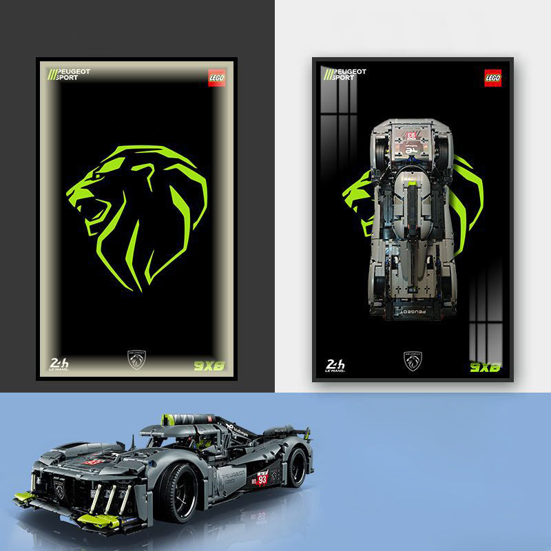 Art mural LED de supercar Peugeot Lego