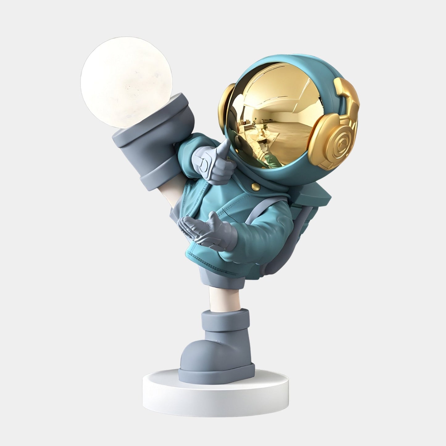 Petite Sculpture Lumineuse d'Astronaute Galactique Bleue - 70 cm