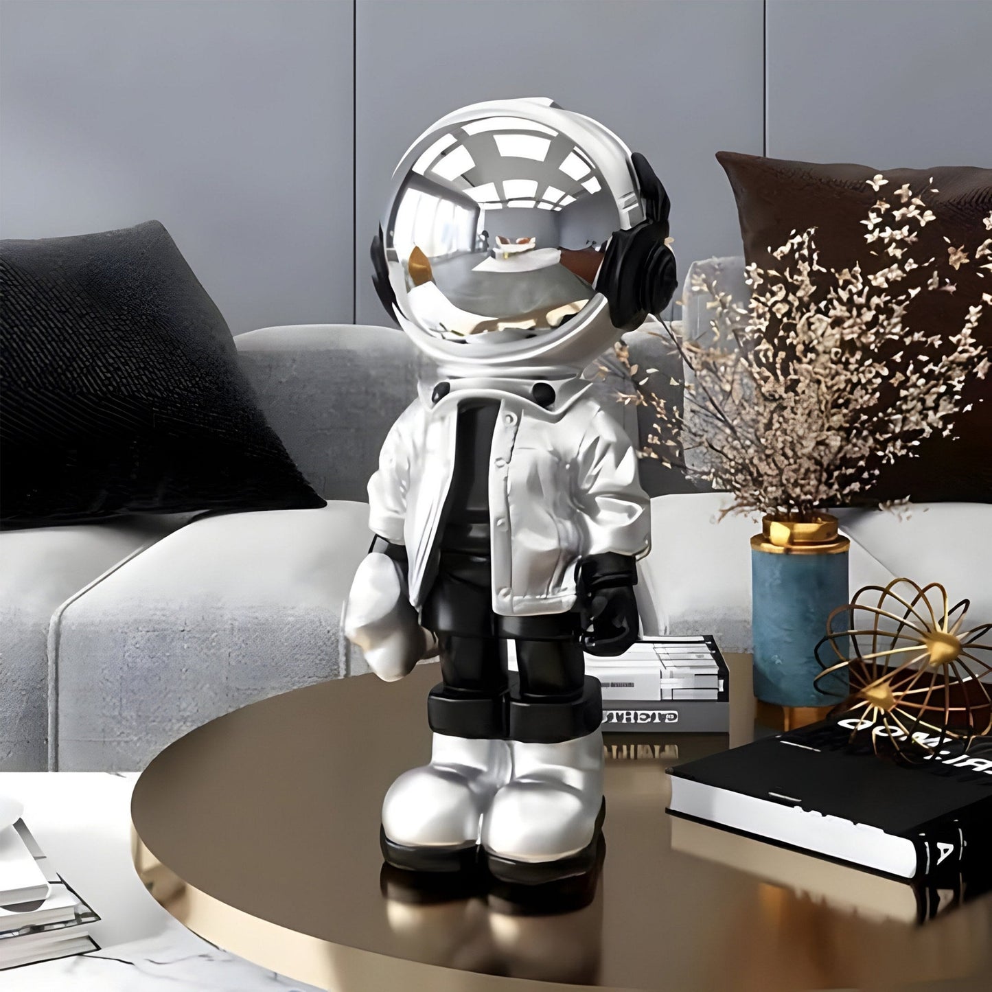 Figurine Astronaute Battements Argent Lunaire - 36 cm