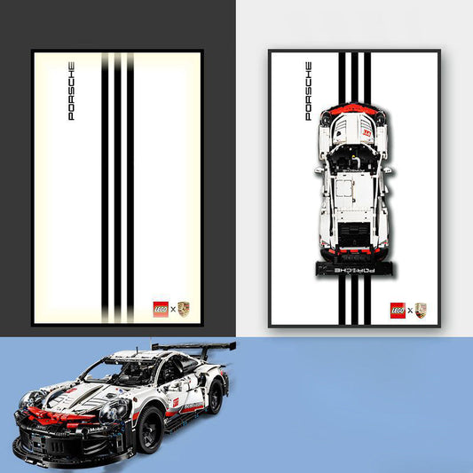 Art mural LED Porsche Lego Supercar