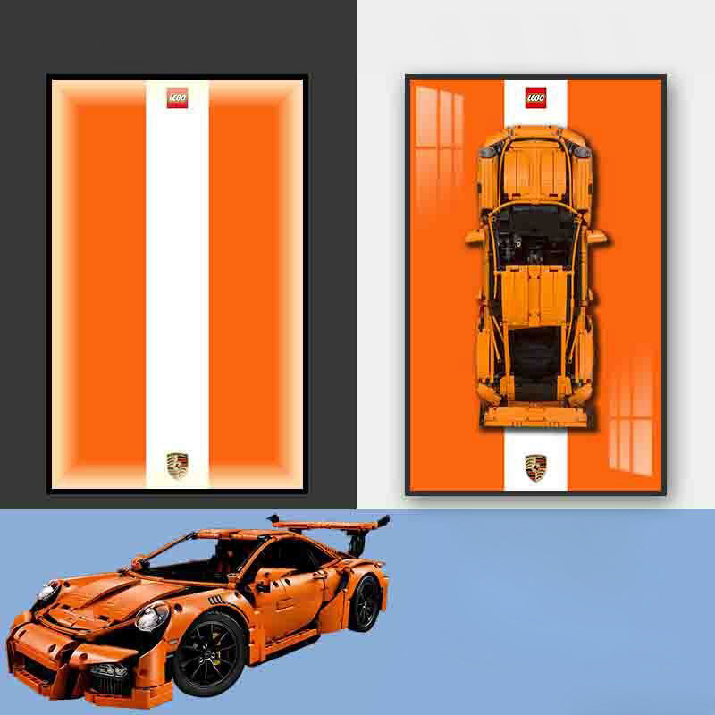 Art mural LED Porsche Lego Supercar