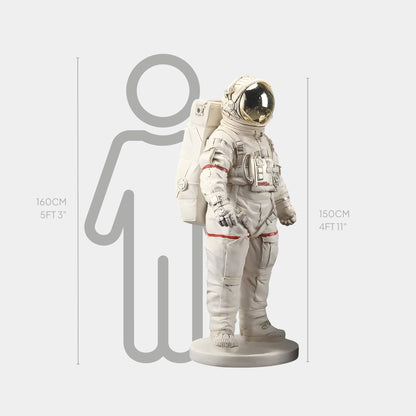 Grande Sculpture d'Astronaute en Espace Blanc Nuageux - 150 cm
