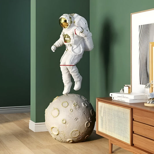Sculpture d'Astronaute Blanc dans l'Espace Explorateur de la Lune - 130cm