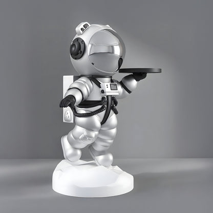 Sculpture de Majordome Astronaute en Argent Astral de Taille Moyenne - 90 cm