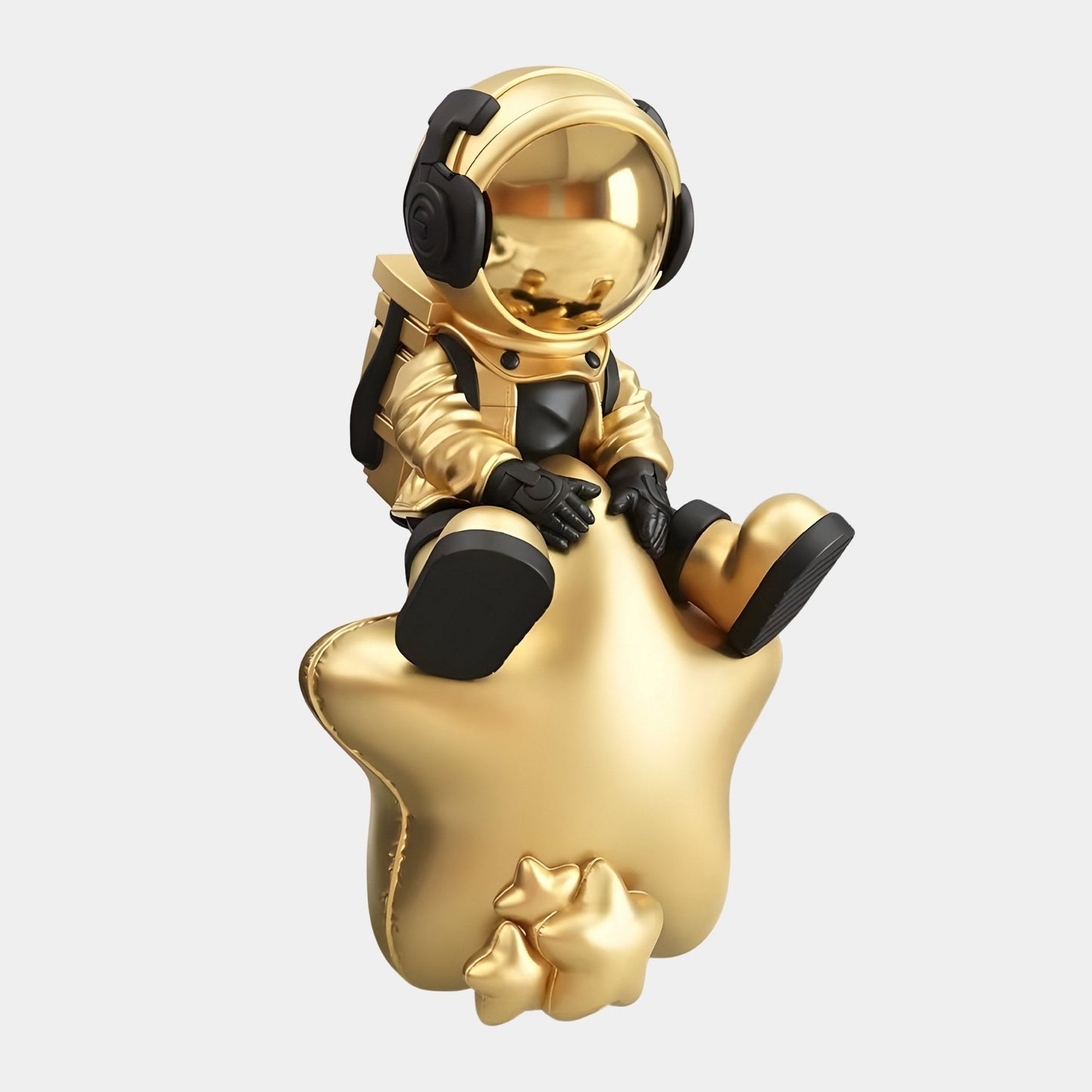 Sculpture Astronaute en Or Céleste de Taille Moyenne - 90cm
