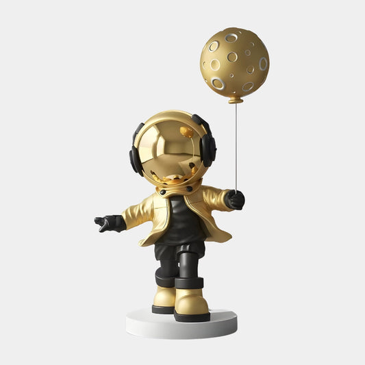 Sculpture de ballon de lune astronaute en or céleste moyen - 96 cm