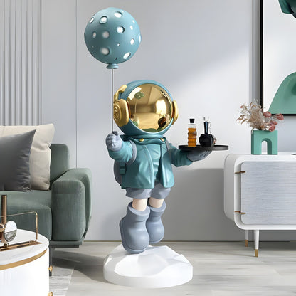 Sculpture de ballon astronaute majordome bleu galactique moyen - 110 cm