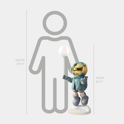 Sculpture de ballon lumineux d'astronaute galactique bleu moyen - 110 cm