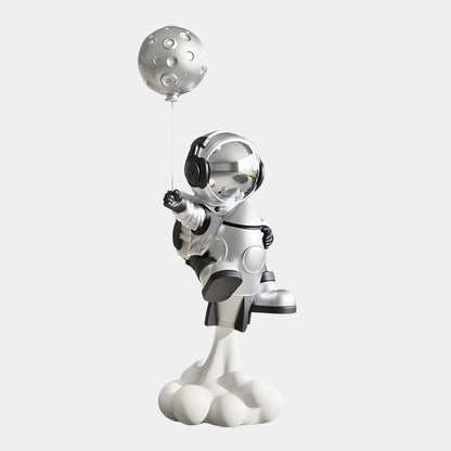 Sculpture en ballon Astronaute fusée argent lunaire moyen - 95 cm