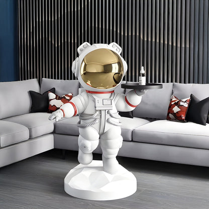 Sculpture de majordome ours astronaute Nova blanche moyenne - 90 cm