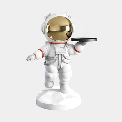 Sculpture de majordome ours astronaute Nova blanche moyenne - 90 cm