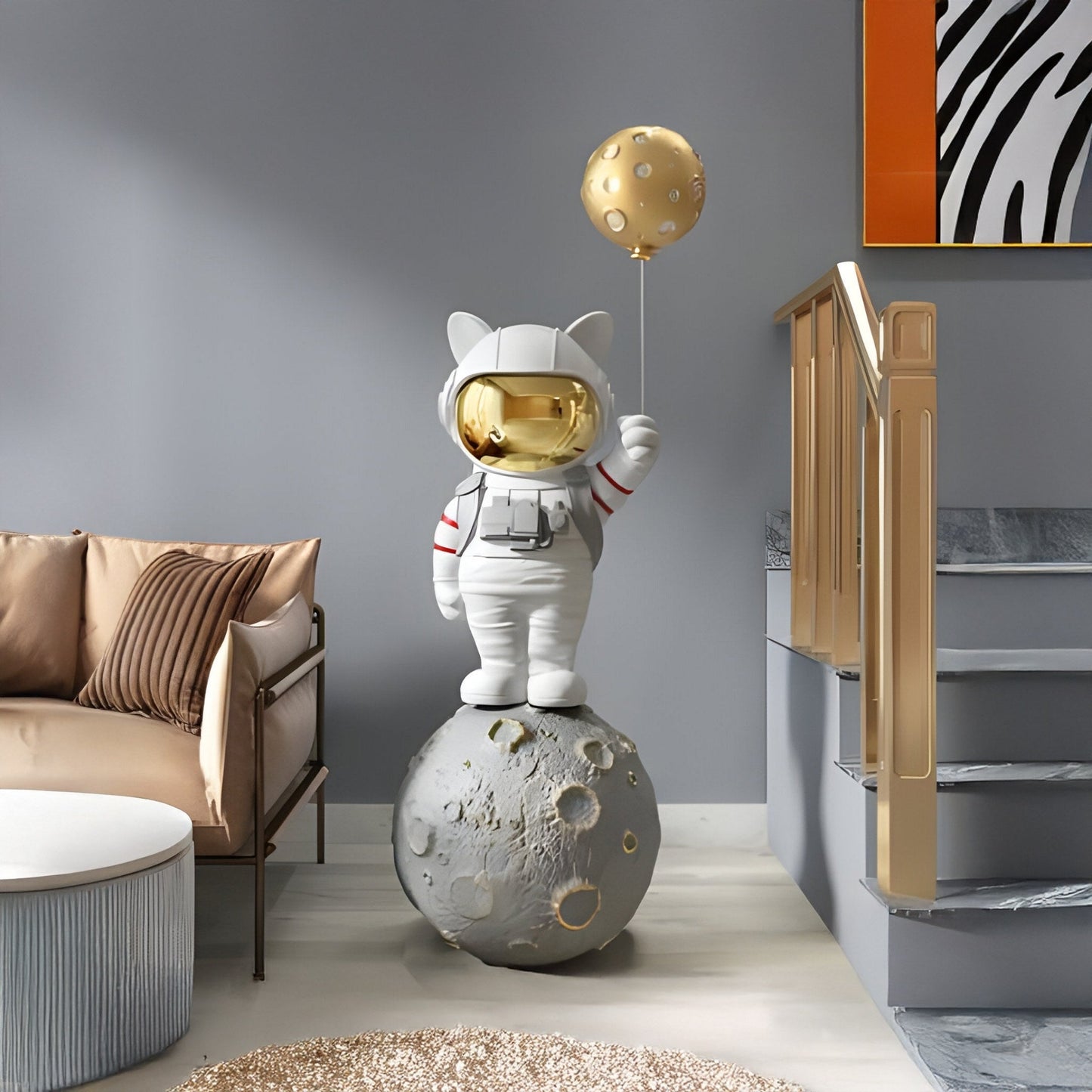 Sculpture de ballon lunaire en forme de chat astronaute Nova White - 150 cm
