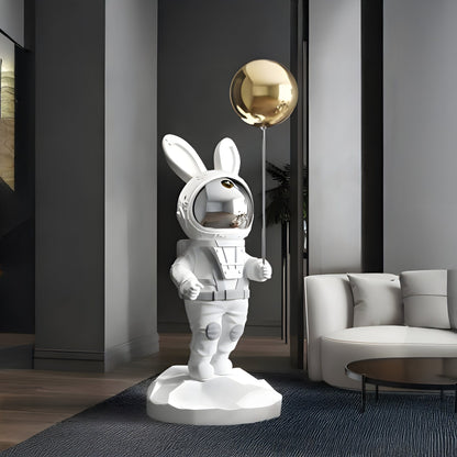 Sculpture de ballon en forme de lapin floppy astronaute blanc moyen - 106 cm