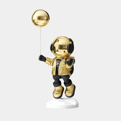 Petite Sculpture de Ballon Astronaute en Or Céleste - 55cm