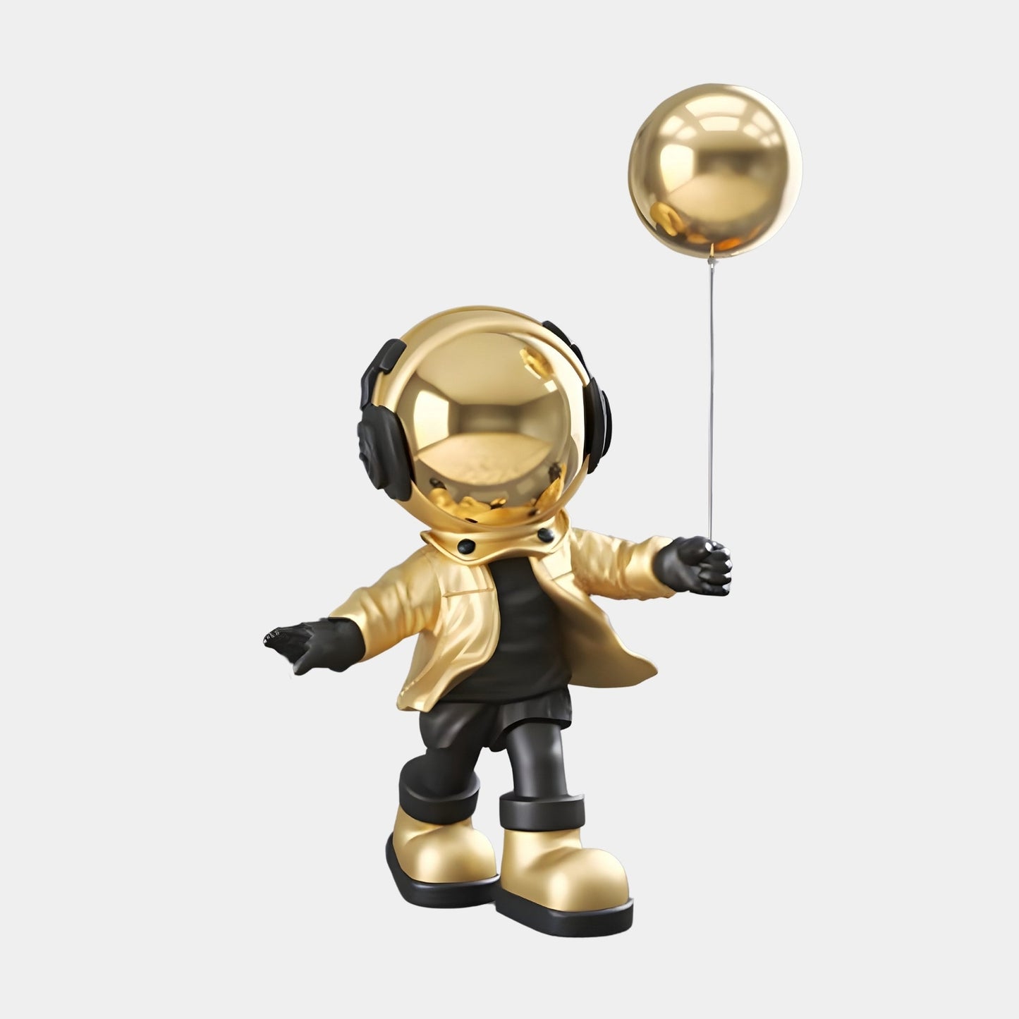 Petite Figurine Astronaute en Or Céleste avec Ballon - 48 cm