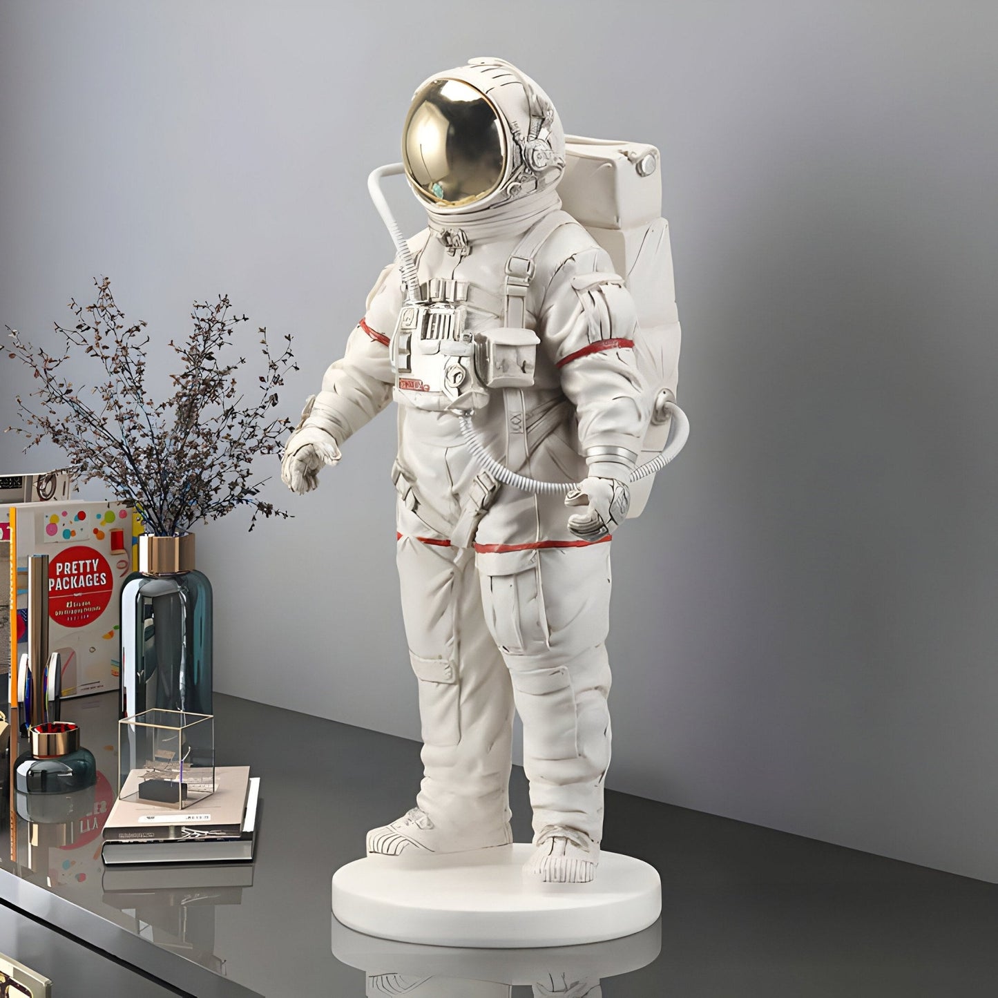 Petite Sculpture Astronaute Blanc Nuage Debout - 58cm