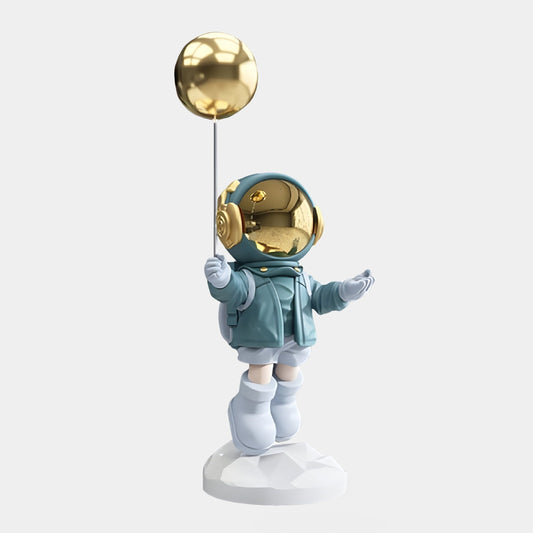 Petite Sculpture de Ballon Astronaute Bleu Galactique - 55 cm