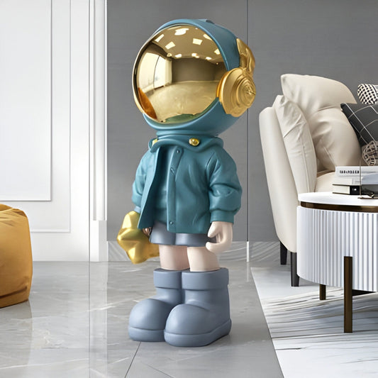 Petite Sculpture Astronaute Battements Galactique Bleu - 70cm