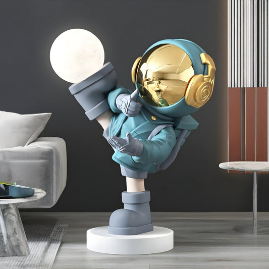 Petite Sculpture Lumineuse d'Astronaute Galactique Bleue - 70 cm