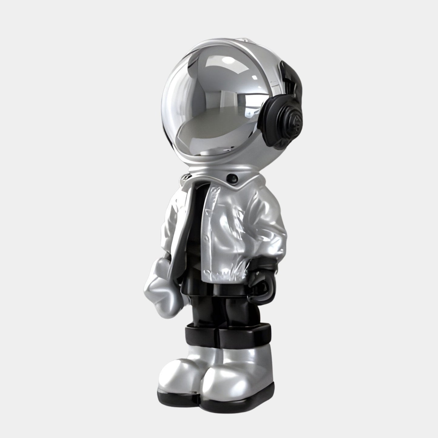 Petite Sculpture Astronaute en Argent Lunaire - 70 cm