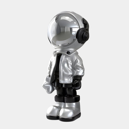 Petite Sculpture Astronaute en Argent Lunaire - 70 cm