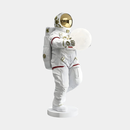 Petite Sculpture d'Orbe Lumineux d'Astronaute de l'Espace Blanc - 60cm