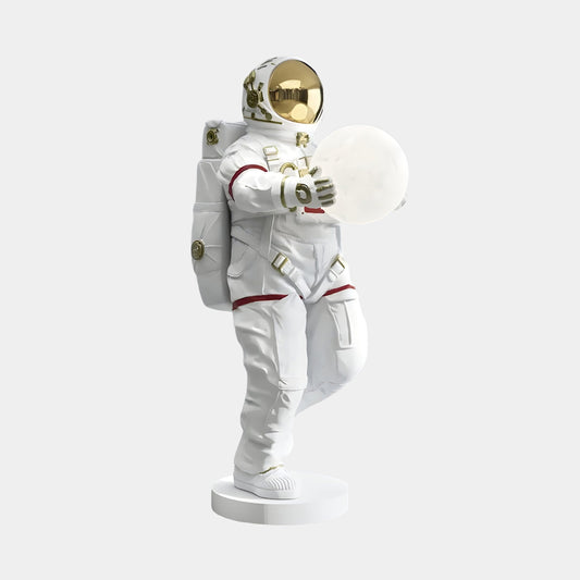 Petite Sculpture d'Orbe Lumineux d'Astronaute de l'Espace Blanc - 60cm